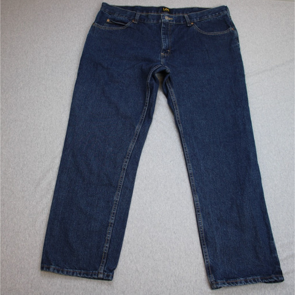 Lee Jeans Mens 40 x 29 Blue Dark Wash Regular Fit Straight Leg Cotton Denim